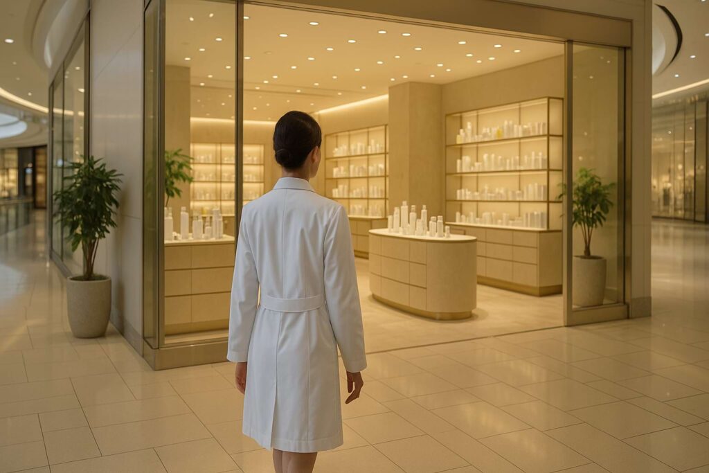 scientific entering japanese skincare shop