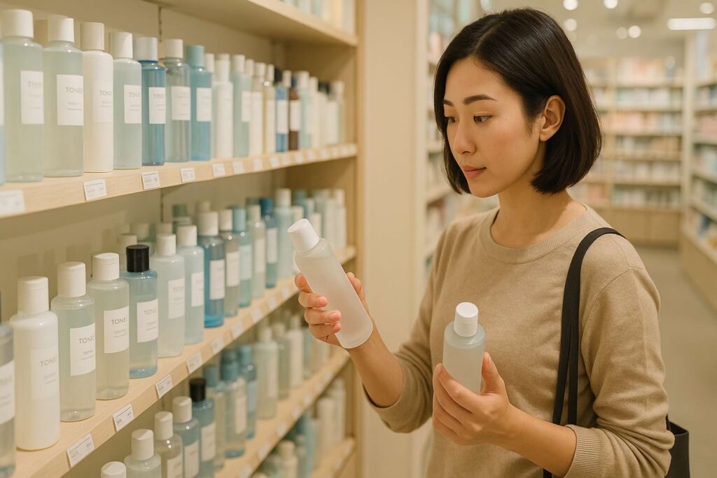 women choosing japanese toner
