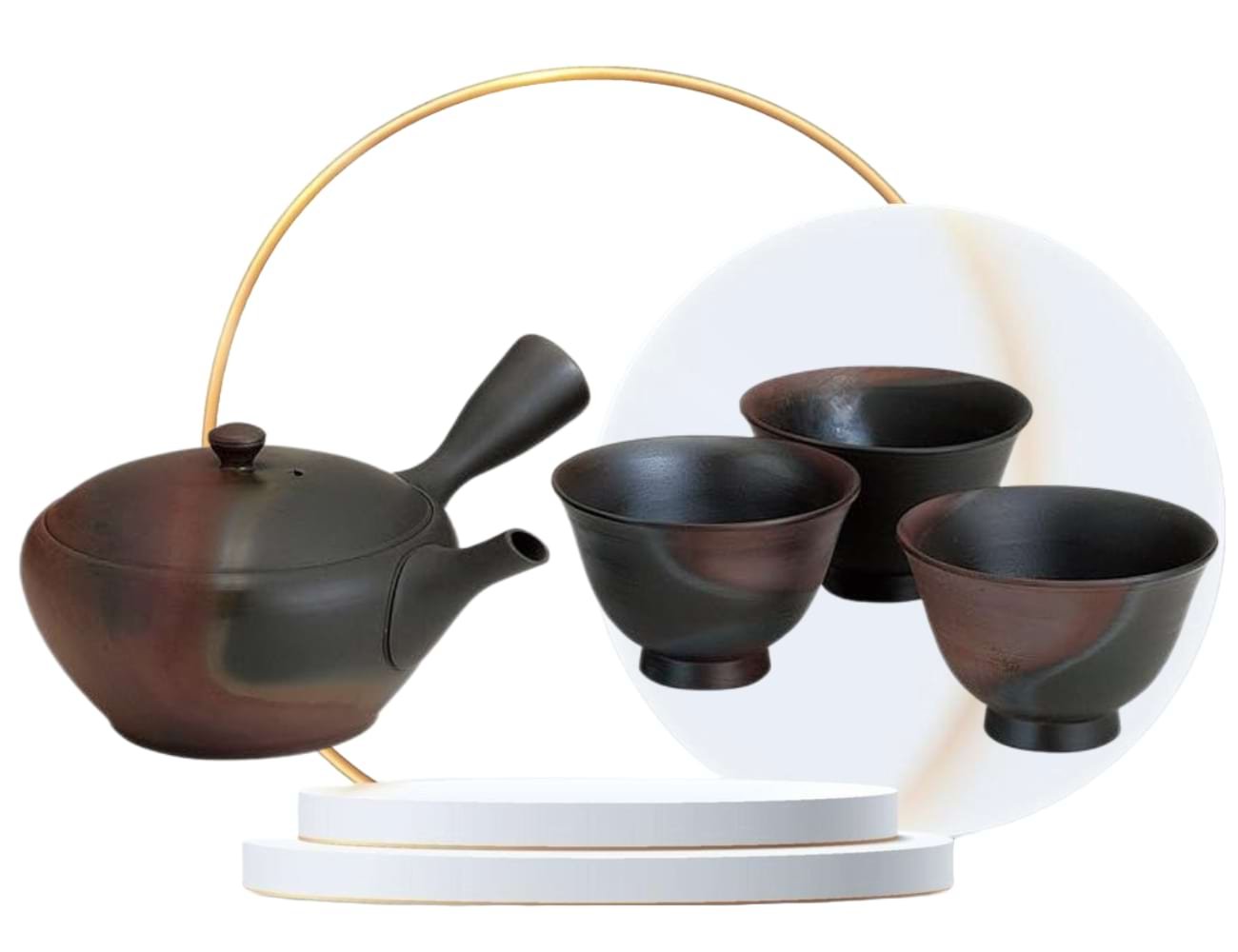 Tokoname Ware Gyokko Kyusu and Yunomi Set