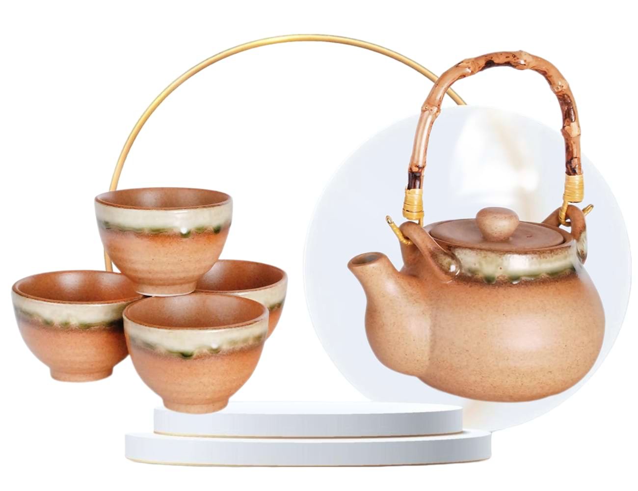 Hinomaru Collection Kagetsu Reactive Glazed Porcelain Tea Set