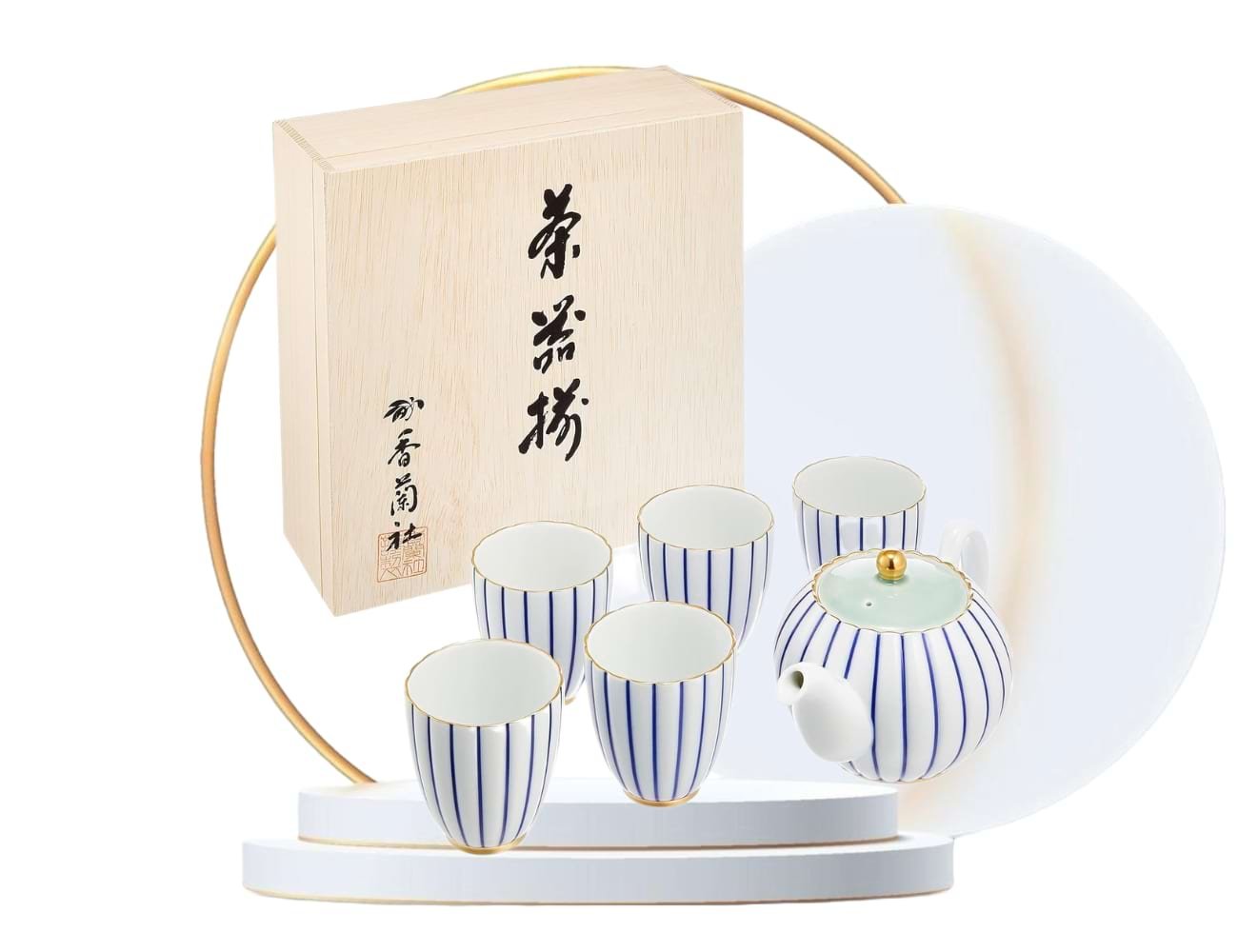 Koransha Indigo Banded Teaware Set